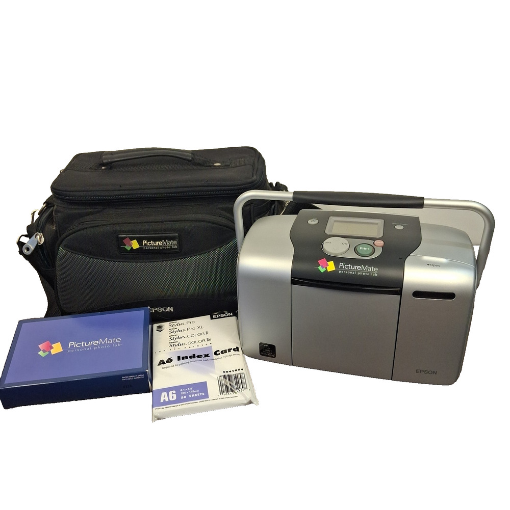 Epson PictureMate Personal Photo Lab Printer Bundle w/ Carrying Case & Media